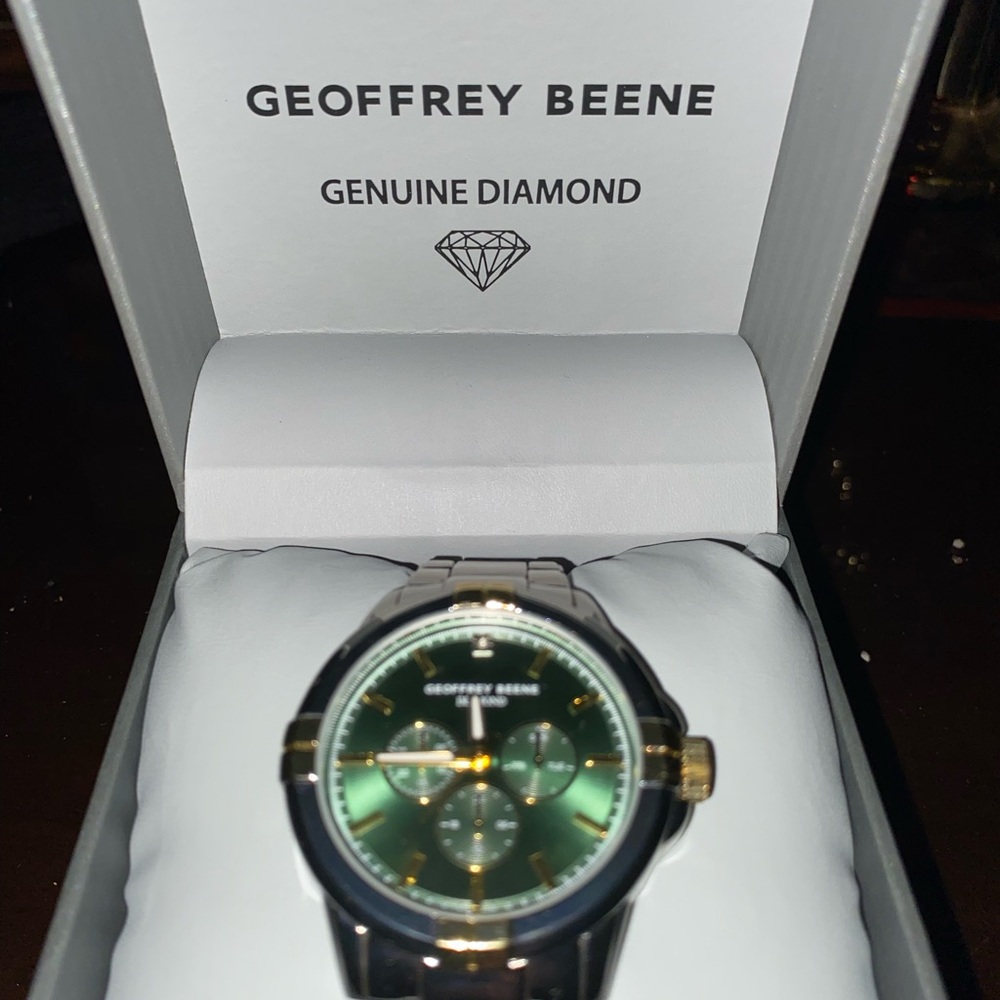 Geoffrey Beene Two-Tone Green Dial Dress Watch